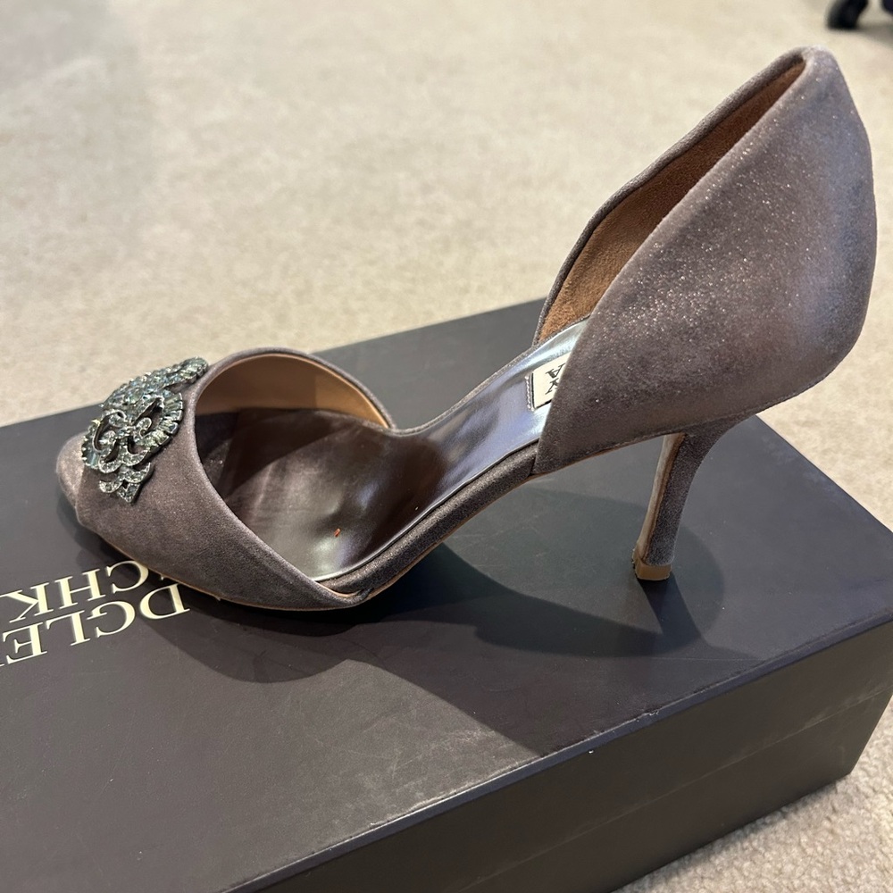 Badgley Mischka Silver Embellished Heels